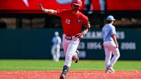 Georgia infielder/outfielder Ryland Zaborowski (20) during Georgia's game against Columbia at Foley Field in Athens, Ga., on Saturday, March 8, 2025. (Conor Dillon/UGAAA)