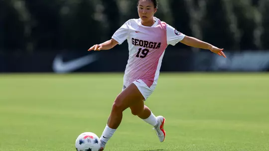 Georgia midfielder Honoka Hamano (19) during Georgia's game against Milwaukee at Turner Soccer Complex in Athens, Ga., on Sunday, Aug. 23, 2026. (Conor Dillon/UGAAA)