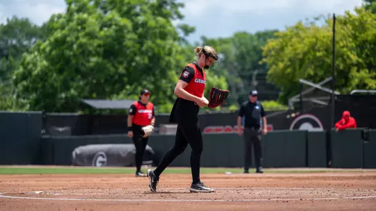 Junior RHP Addisen Fisher during a game against Clemson in the final of the 2026 NCAA Athens Regional at Jack Turner Stadium in Athens, Ga. on May 17, 2026.
