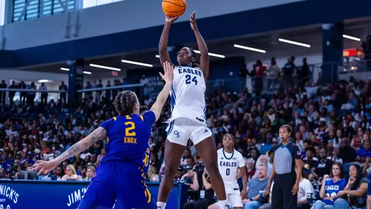 Georgia Southern senior guard/forward Kishya Anderson (24) during the NCAA women's basketball game between Georgia Southern and LSU at Jack and Ruth Ann Hill Convocation Center on November 9, 2025 in Statesboro, Georgia. (Photograph by AJ Henderson / Georgia Southern Athletics)