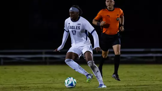 Georgia Southern forward Ricky Louis (17) during the NCAA men's soccer match between Georgia Southern and Kentucky at Bo Pitts Field on October 22, 2025 in Statesboro, Georgia. (Photograph by AJ Henderson / Georgia Southern Athletics)