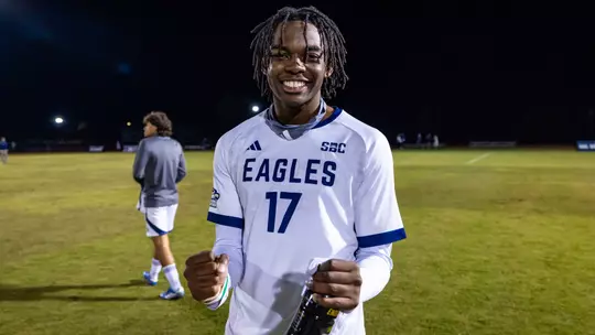 Georgia Southern forward Ricky Louis (17) during the NCAA men's soccer match between Georgia Southern and South Carolina at Bo Pitts Field on October 31, 2025 in Statesboro, Georgia. (Photograph by AJ Henderson / Georgia Southern Athletics)