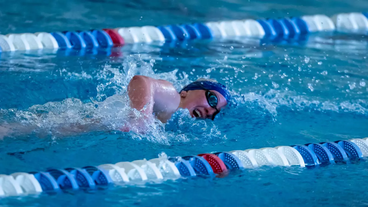 Georgia Southern swimmer Grace Drawdy in the 500 freestyle during the NCAA swimming & diving meet between Georgia Southern and North Florida at RAC Natatorium on January 25, 2025 in Statesboro, Georgia. (Photograph by AJ Henderson / Georgia Southern Athletics)