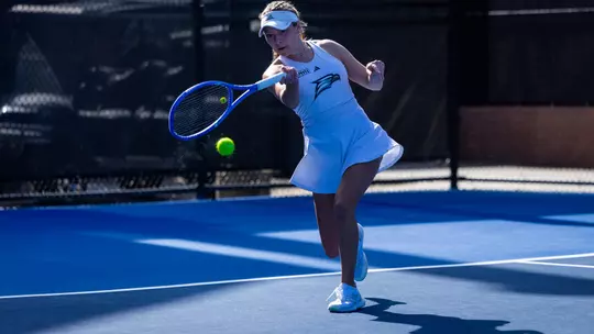 Georgia Southern junior Mackenzie Leopold during the NCAA women's tennis match between Georgia Southern and College of Charleston at Wallis Tennis Center on January 23, 2026 in Statesboro, Georgia. (Photograph by AJ Henderson / Georgia Southern Athletics)