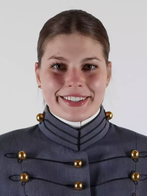 Camryn Tade Headshot with Cadet full dress gray.