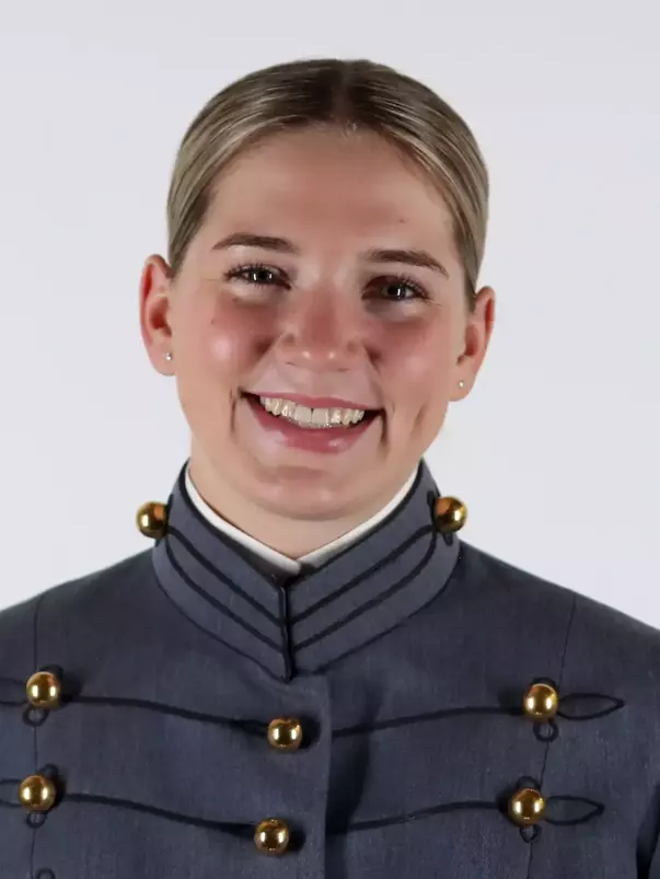 Reganne Reardon Headshot with Cadet full dress gray.