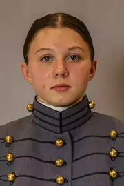 Clare Booe Headshot with Cadet full dress gray.