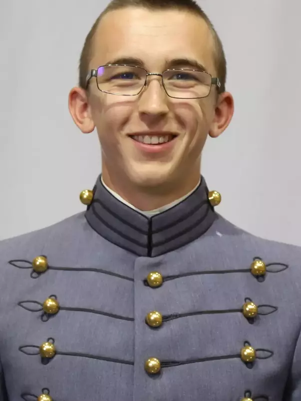 Ethan Frock Headshot with Cadet full dress gray uniform on.
