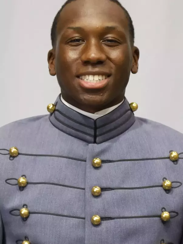 Nathan McCrea Headshot with Cadet full dress gray uniform on.