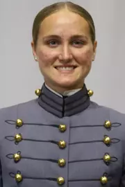Erin Rapin Headshot with Cadet full dress gray uniform on.