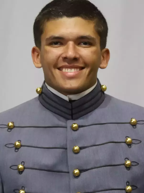 Asher Bowcott Headshot with Cadet full dress gray uniform on.
