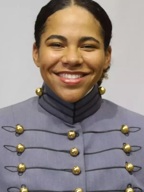 Milan Smith Headshot with Cadet full dress gray uniform on.