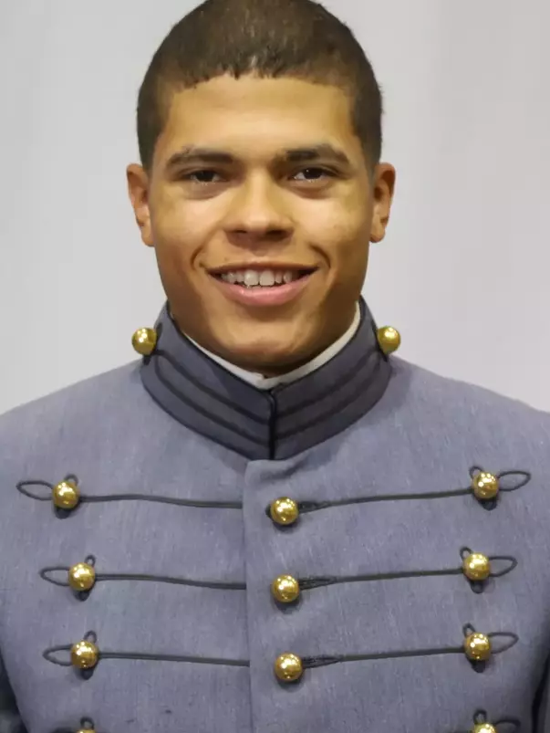 Dwayne Brocken Headshot with Cadet full dress gray uniform on.