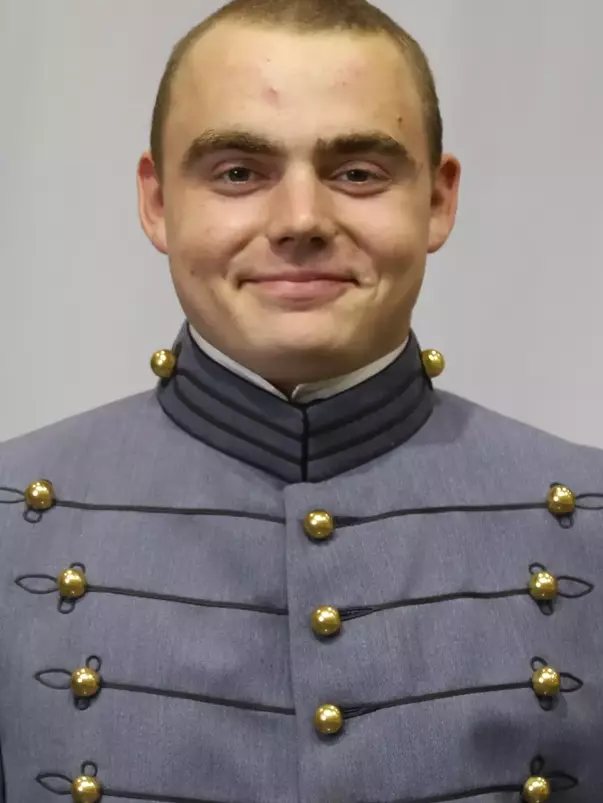 Caleb Hickey Headshot with Cadet full dress gray uniform on.