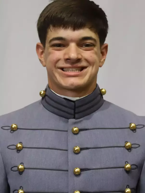 Aidan Simone Headshot with Cadet full dress gray uniform on.