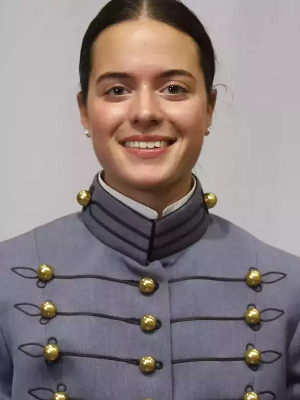 Laney Morton Headshot with Cadet full dress gray on.