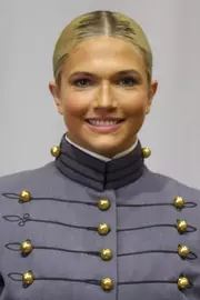 Christiana Belcher Headshot with Cadet full dress greay on.