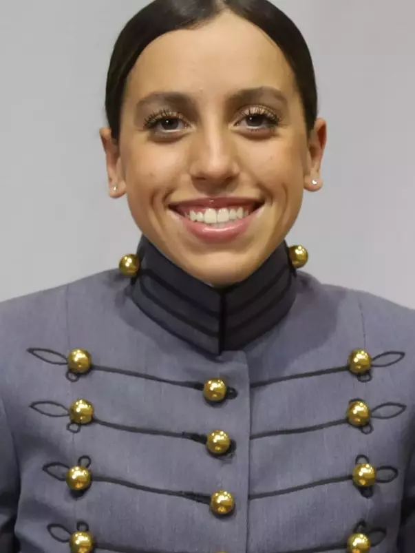 Natalie Nelson Headshot with Cadet full dress gray uniform on.
