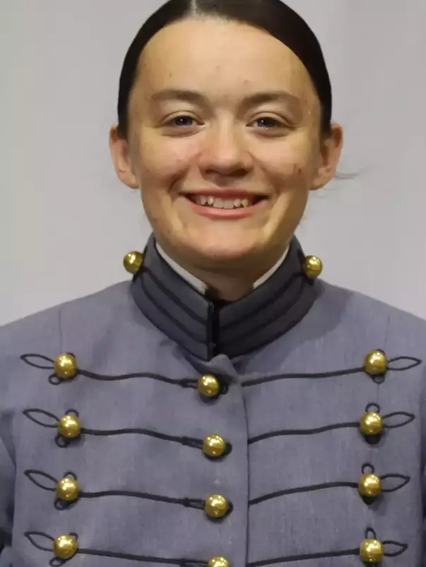 Kiana Emerson Headshot with Cadet full dress gray on.