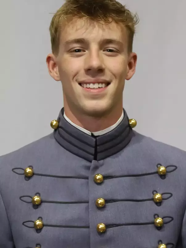 Ryan Rheam Headshot with Cadet full dress gray uniform on.
