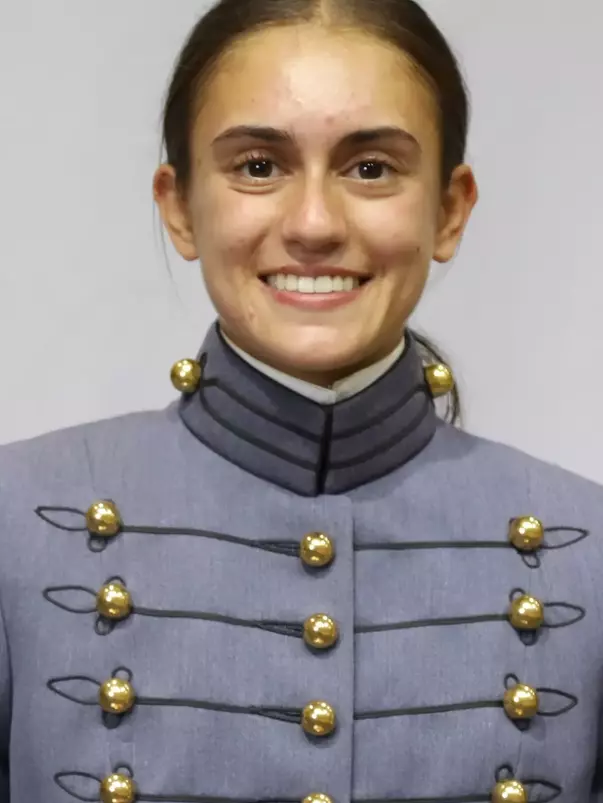 Sabrina Sardar Headshot with Cadet full dress gray uniform on.