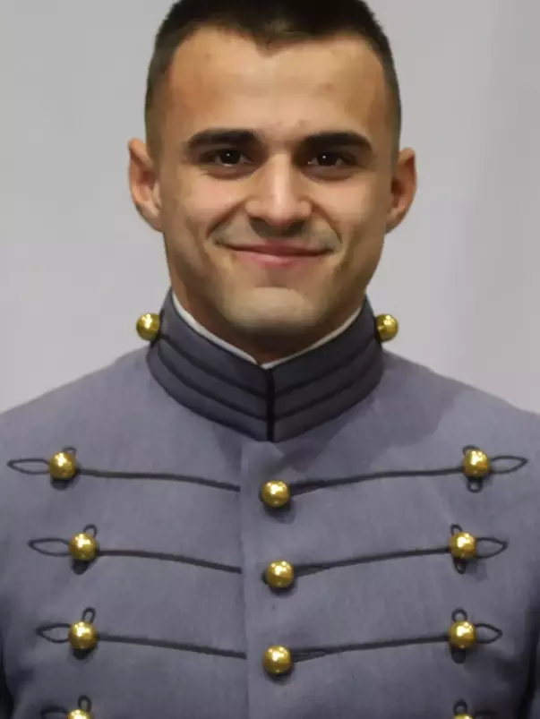 Griffin Frankfather Headshot with Cadet full dress gray uniform on.