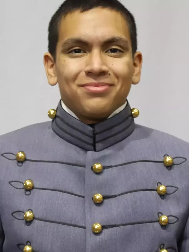 Kevin Beltran Headshot with Cadet full dress gray uniform on.