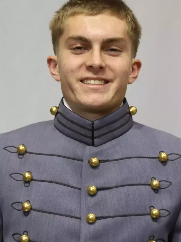 Todd Worth Headshot with Cadet full dress gray uniform on.