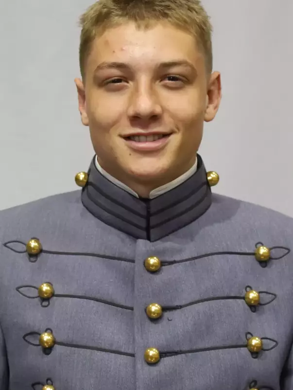 Ivar Hokanson Headshot with Cadet full dress gray uniform on.