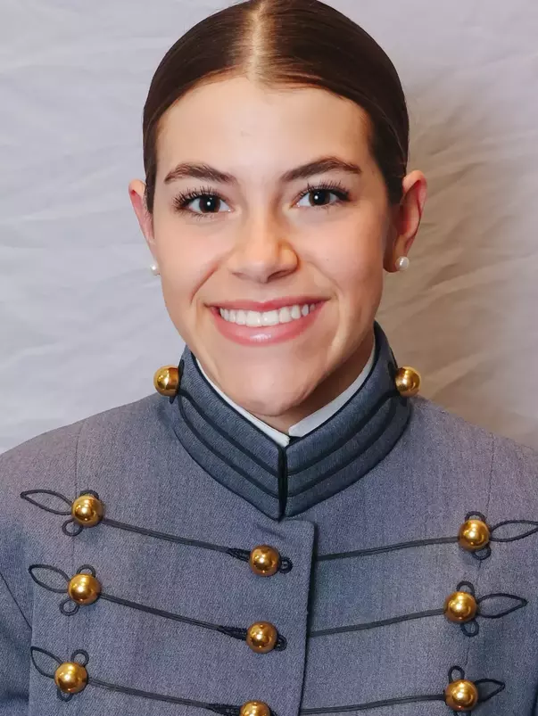 Alexis Osterhaus Headshot with Cadet full dress gray.