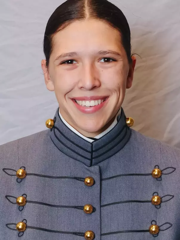 Amanda Eaglin Headshot with Cadet full dress gray.