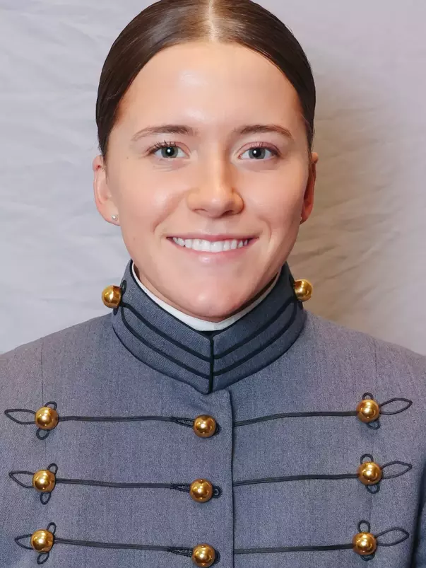 Breanna Coonfare Headshot with Cadet full dress gray.