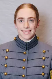 Catelyn Newburn Headshot with Cadet full dress gray.