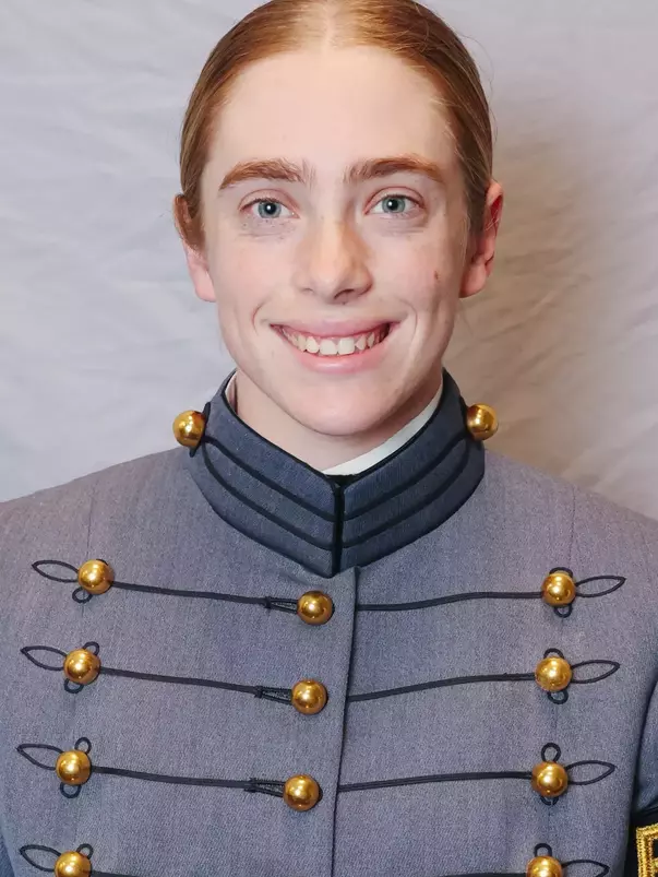 Catelyn Newburn Headshot with Cadet full dress gray.