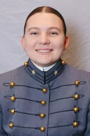 Katelyn Flanders Headshot with Cadet full dress gray.