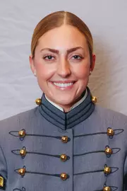 Libby Levendoski Headshot with Cadet full dress gray.