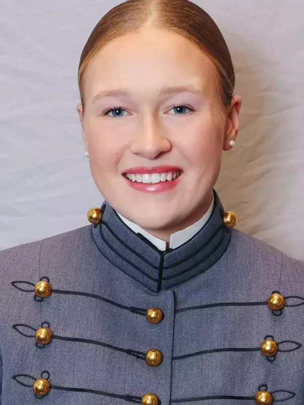 Maisi Sigler Headshot with Cadet full dress gray.