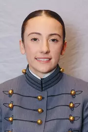 Makaila Moosbrugger Headshot with Cadet full dress gray.