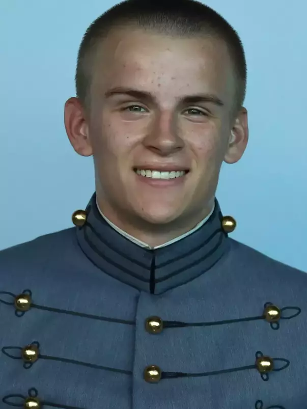 Brennan Blind headshot with Cadet full dress gray on.