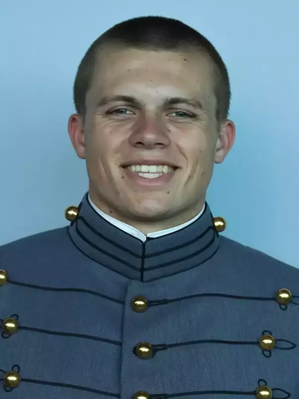 Cade Gilbert headshot with Cadet full dress gray on.