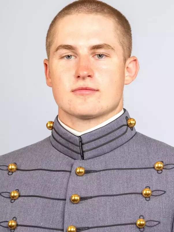 Gus Bell headshot with Cadet full dress gray on.