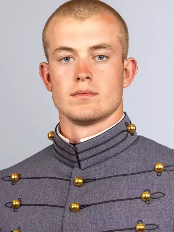 Caleb Caldwell headshot with Cadet full dress gray on.