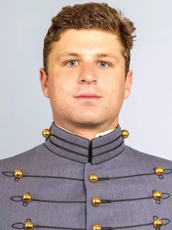 Mark Carter headshot with Cadet full dress gray on.
