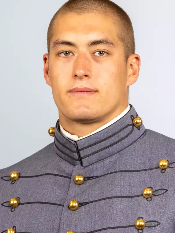 Gavin Cooper headshot with Cadet full dress gray on.