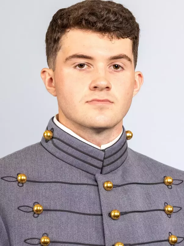 Austin Cunningham headshot with Cadet full dress gray on.