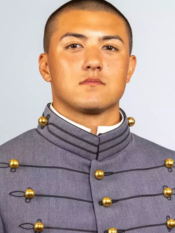 Ethan Dalland headshot with Cadet full dress gray on.