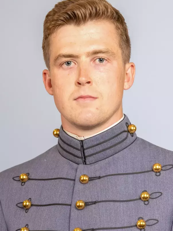 Gunnar Fellows headshot with Cadet full dress gray on.