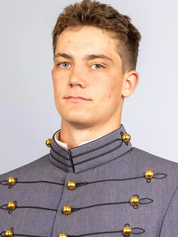 Brayden Fountain headshot with Cadet full dress gray on.