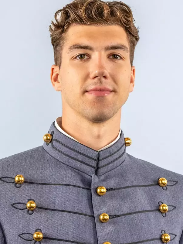 Sam Groebner Headshot with Cadet full dress gray.