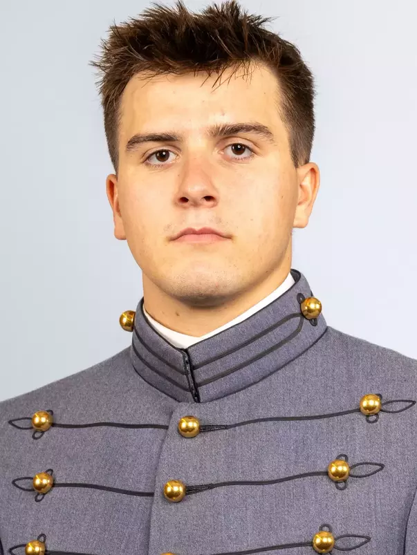 Connor Hofbauer headshot with Cadet full dress gray on.